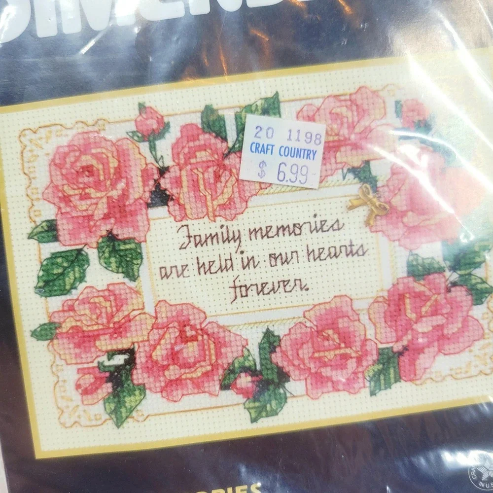 Vintage Dimensions Cross Stitch Kit 7x5 Family Memories are Held In Our Hearts